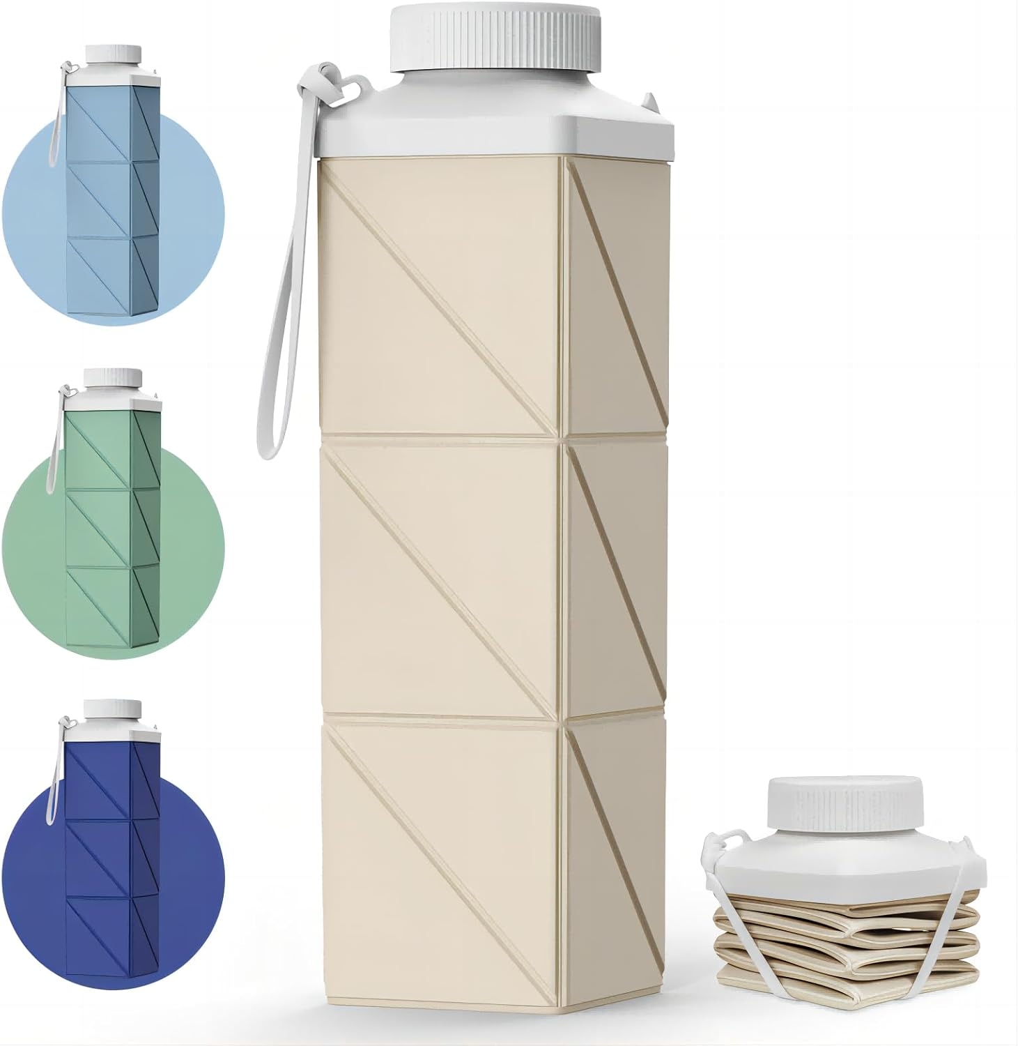 Mefold Collapsible Water Bottles, 2Nd Generation Leakproof Bpa-Free Silicone Travel Water Bottle 720Ml(24.3Oz),Lightweight Reusable Water Bottle for Travel Cycling Gym Camping Sports, Sage Green