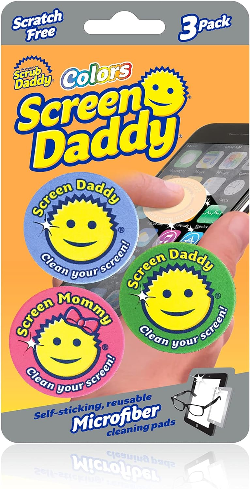 Screen Daddy Colors (3 Pack) - Microfiber Cleaning Pad for Phones, Tablet, Glasses - Sticky Gel Backing on Device Storage - Washable and Reusable image number 2