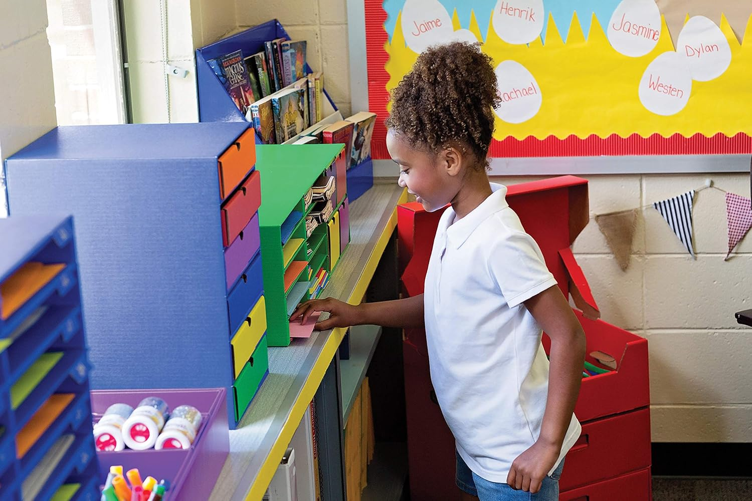 Classroom Keepers Poster & Roll Storage, Blue, 24" H X 12-1/4"W X 12-1/4"D, 1 Piece image number 1