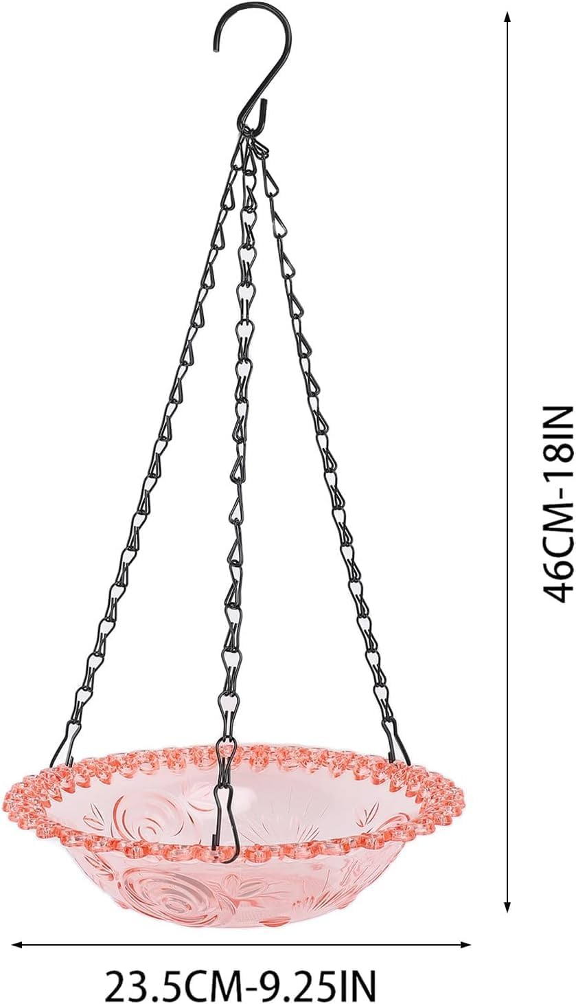 Flower Shaped Hanging Bird Bath Bowl with Metal Chain, Hanging Bird Feeder and Birdbath,Round Bird Flower Shaped Bird Feeder and Bath Bowl with Chain image number 3