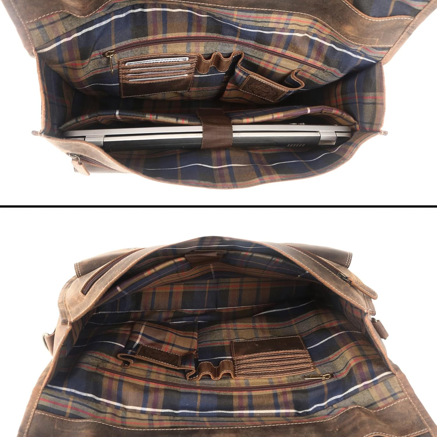 Leather Briefcase 18 Inch Laptop Messenger Bag for Men and Women Best Satchel Office Bag image number 3