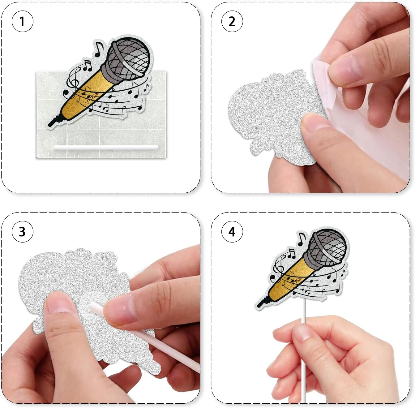 18Pcs Microphone Happy Birthday Cupcake Toppers Host Music Cake Decor Karaoke Musical Cupcake Picks Baby Shower Kids Birthday Party Cake Decorations Supplies image number 3