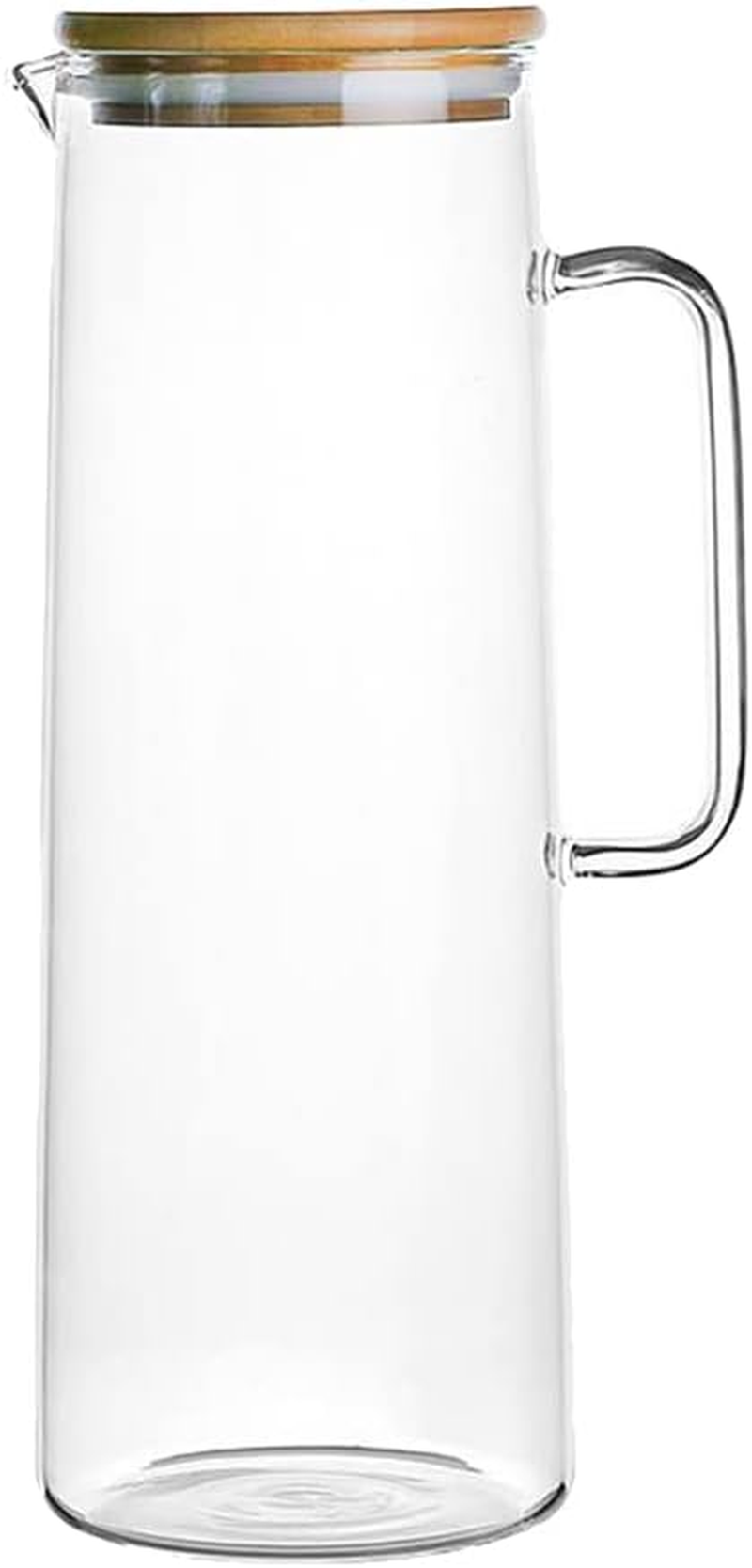 Vmitejoe 1.7L Glass Water Pitcher with Handle Bamboo Lid Heat Cold Hot Kettle Capacity Tea Pitcher Water Juice Jug