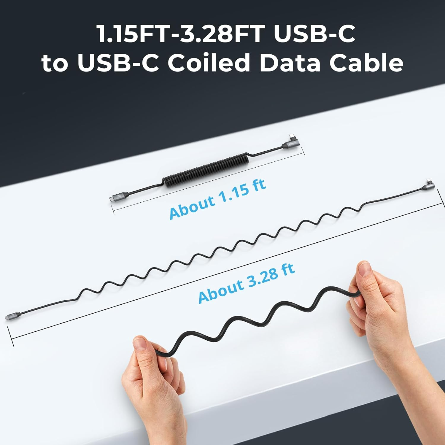 SMALLRIG USB C to USB C Coiled Data Cable (Straight to Angled), 90 Degree USB C Cable 20Gbps High Speed Data Transfer, Support PD 100W Fast Charging, for Iphone, Laptops and Cameras Etc. - 4792 image number 2