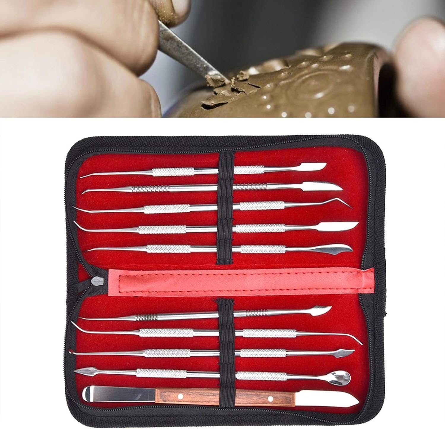 Stainless Steel Carving Tools, Wax Candle Clay Sculpture Tool Metal Pottery Wheel Engraving DIY Wax Carving Tools for Beginners Adults Cake Fondant Decoration and Nail Art image number 6