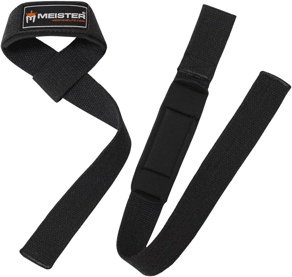 Meister Neoprene-Padded No-Slip Weight Lifting Straps for Grip (Pair)