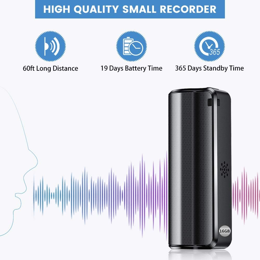 16GB Voice Recorder, HD Digital Voice Activated Recorder Magnetic Recorder Device, 19 Days Long Battery Life, Suitable for Meetings Interviews Classes Lectures image number 2