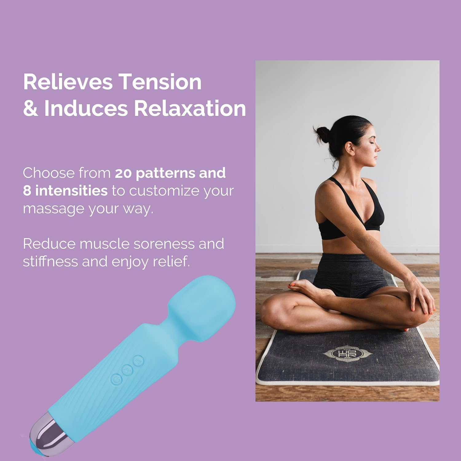 Women Vibrator,Adult Sex Toy Wand, G Spot Dildo, Clit Vibrator, Sex Vibrators,Clitoris Stimulation,With 8 Speeds & 20 Patterns, Quiet,Fully Waterproof,Vibrating Wand for Her Pleasure (Blue) image number 4