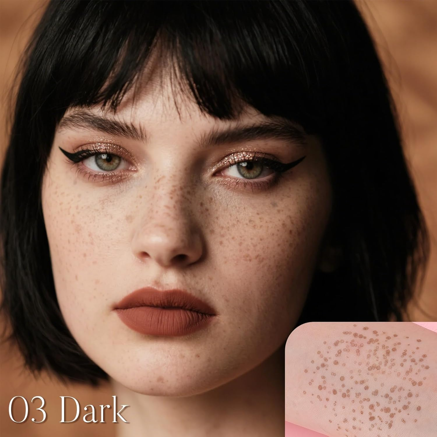 DAGEDA Eyeliner Freckle Pen, 2 in 1 Dark Brown Freckle Stamp and Black Liquid Eyeliner, Waterproof, Natural Lifelike Freckles Makeup, Soft Sopt Pen Magic Fake Freckles image number 6