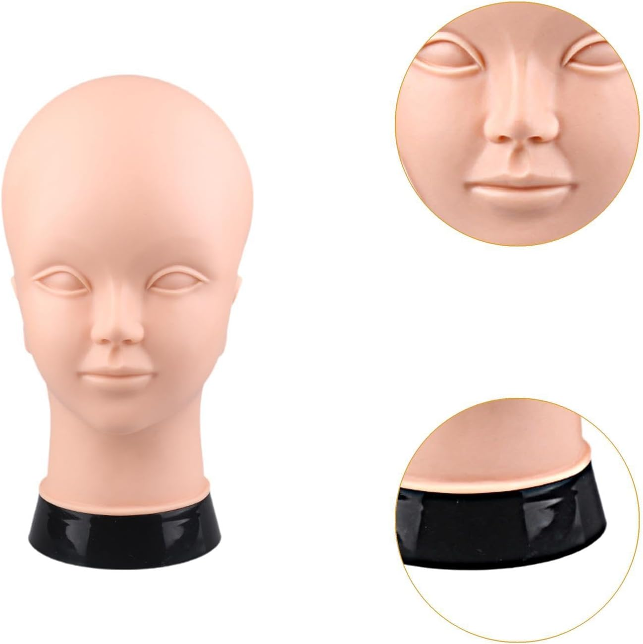 Eigell Bald Mannequin Head, Manikin Head PVC Model, Multipurpose Training Head Model for Salon Hairstyling Headset Eyeglasses Cap image number 4
