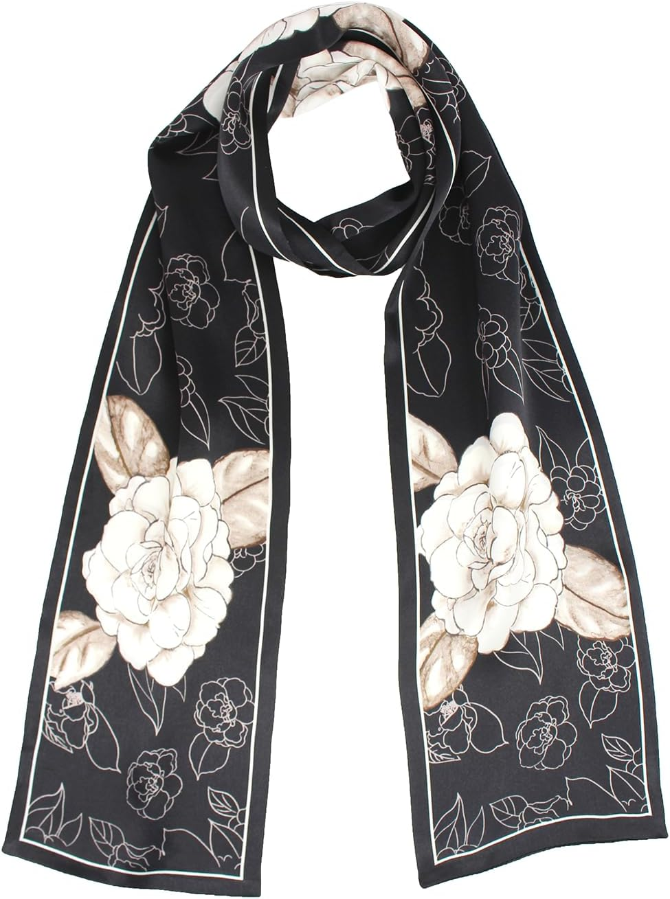 ANDANTINO 100% Silk Scarf for Women 59&rdquo;*6.3&rdquo; Long Shawls for Headscarf and Neck- Oblong Hair Wraps with Gift Packed