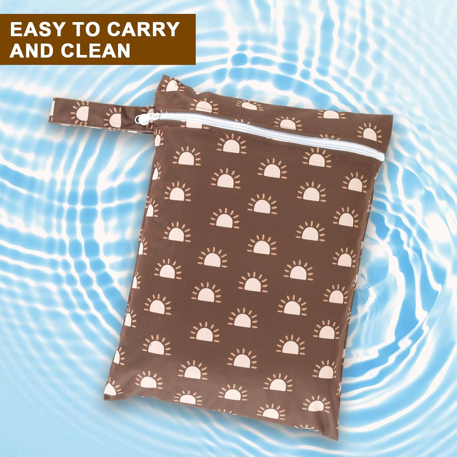 3Pcs Wet Bags with Zipper Closure Waterproof Wet Storage Bag Reusable Wet Clothes Bag Portable Bathing Suit Bags Large Capacity Wet Dry Bag for Swimsuits Baby Diapers Beach Pool (Style3) image number 6