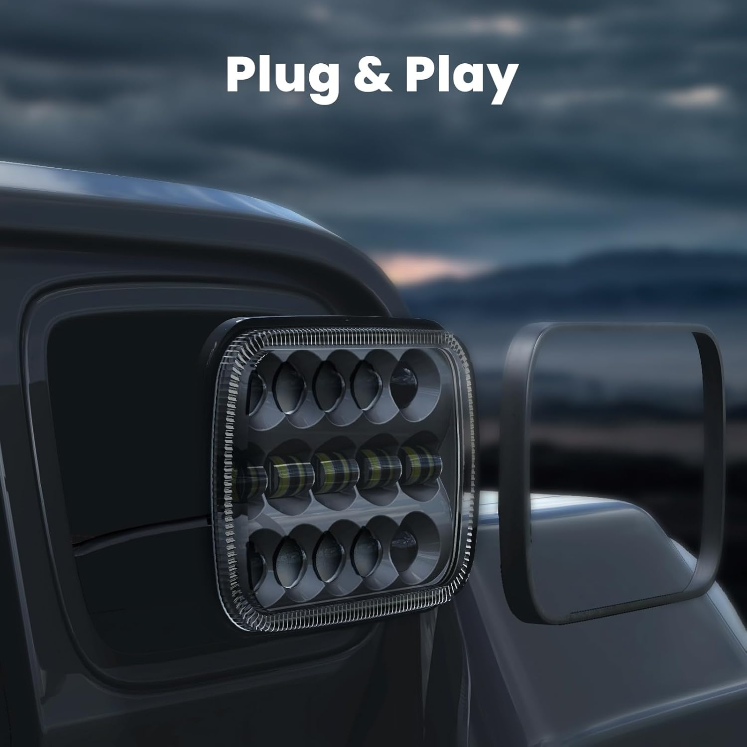 HWSTAR 110W 5X7 Led Headlights 7X6 H6054 Headlight Hi/Low Sealed Beam Compatible with Jeep Wrangler YJ Cherokee XJ Ford GMC Toyota Nissan Dodge Truck Van Etc Pair Black image number 1