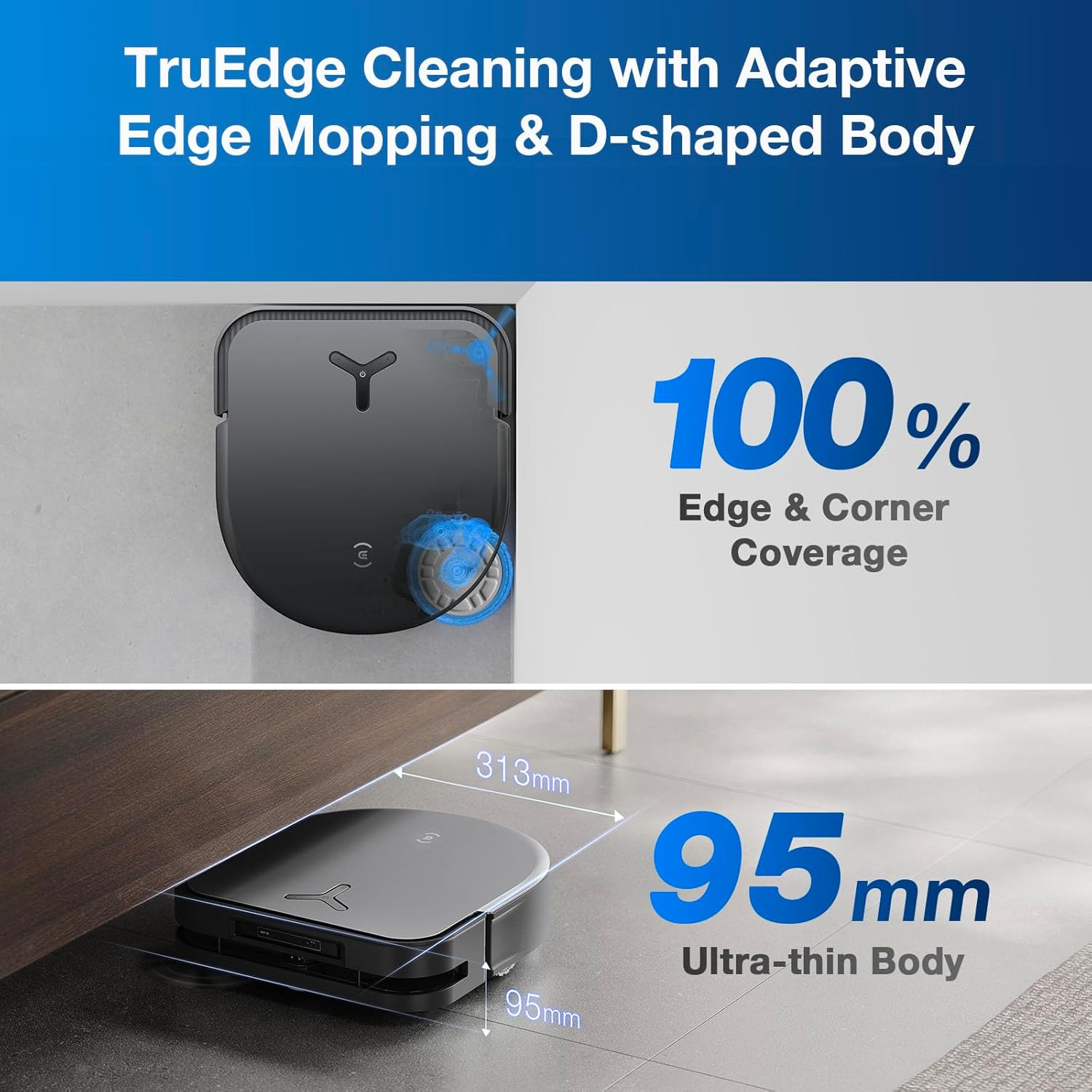 ECOVACS DEEBOT X5 Omni Vacuum Robot with Mopping Function, 12,800Pa Suction Power, Zerotangle Technology, Truedge&trade; Edge Mopping, 70&deg;C Hot Water Mop Washing, Auto Lift of the Mop, Self-Emptying image number 4