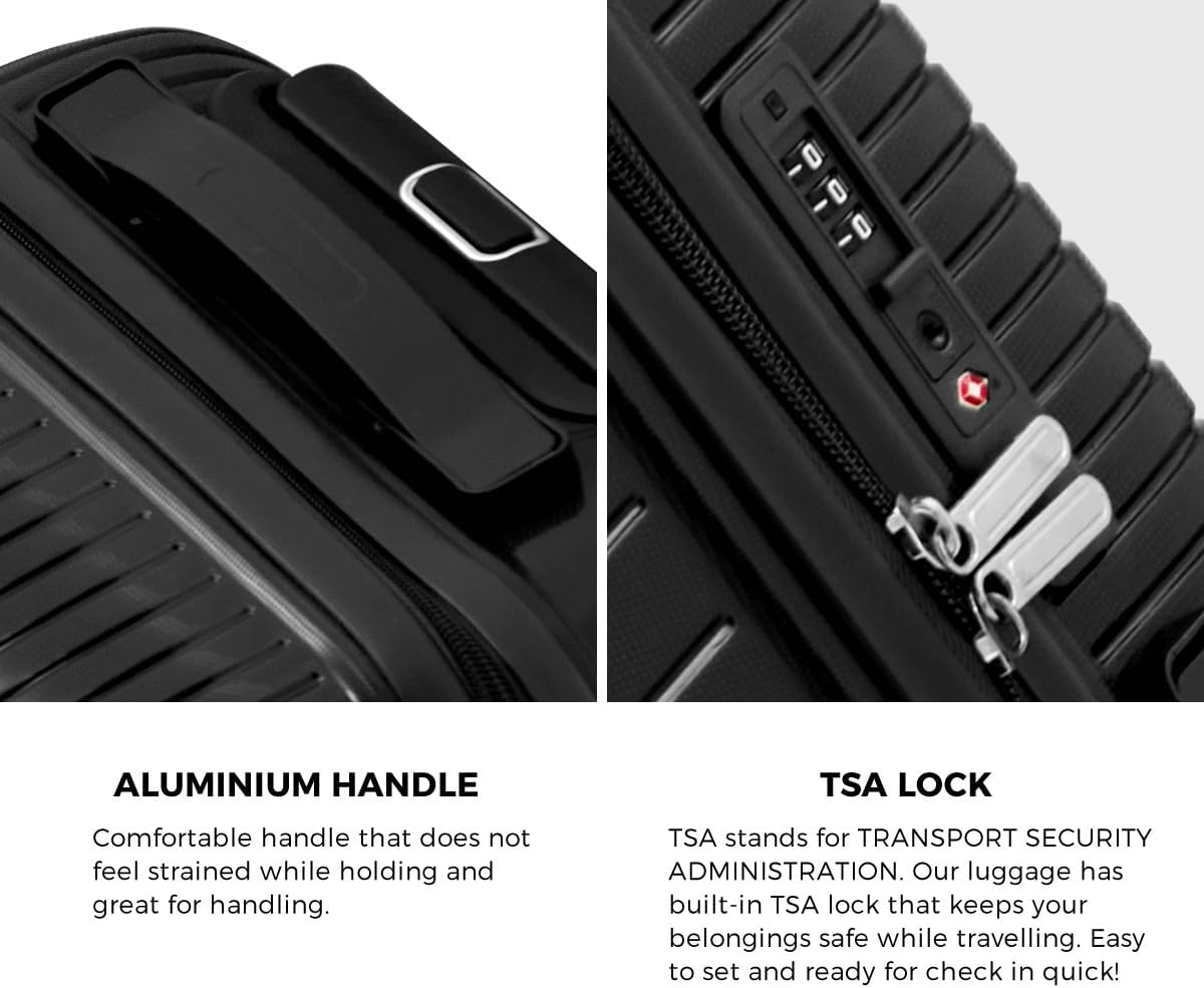 MAZAM 20/24/28 Inch Suitcase Luggage Set, Travel Suitcase with Wheels, Carry on Trolley Hardshell Suitcase,T-Sa Lock& Airline Approved, Black image number 1