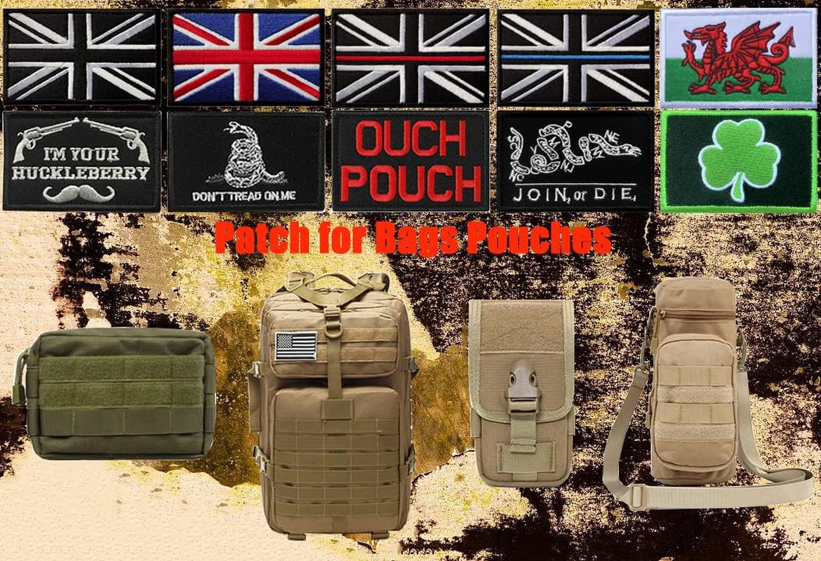 Zcketo 2 PCS United Kingdom British Union UK Wales Welsh Dragon Patch Hook and Loop Embroidered National Emblem Patch for Football Billiards Clothes Jersey Backpack Caps Travel Tactical - Blue image number 7