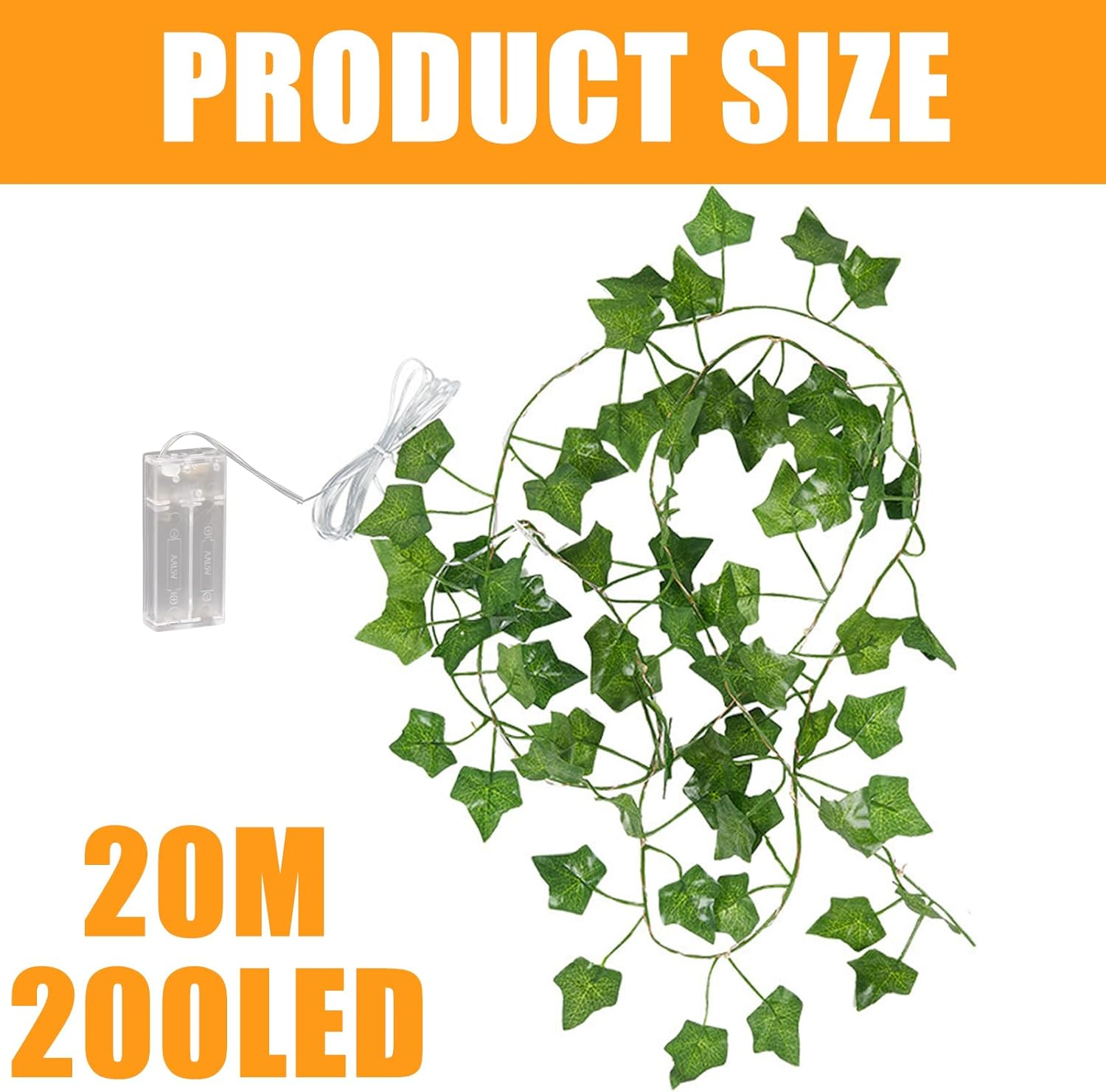 LED Fairy Lights Ivy Artificial 20 M Fake Ivy Garland with 200 LED Lights, Fairy Lights with Flower Garland, Hanging Plants for Indoor Use, Wedding, Party Decoration image number 5