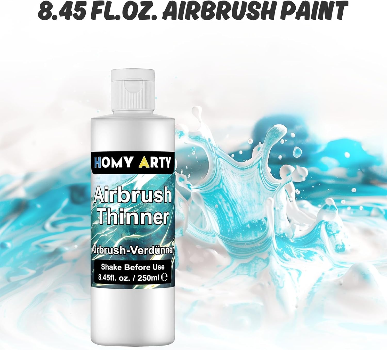 HOMY ARTY Airbrush Thinner - 8.45 Fl Oz, Water-Based Acrylic Paint Thinner, to Improve Color Flow for Shoes, Clothes, Metal and Plastic Models