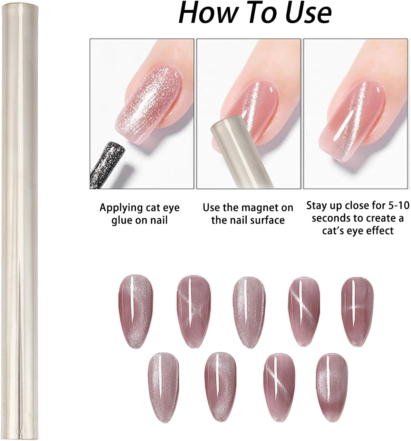 NICENEEDED Cat Eye Magnet for Nails Double Head Nail Magnetic Pen 3D Cat'S Eye Nail Polish Strong Magnetic Stick Gel Nail Magnet image number 2