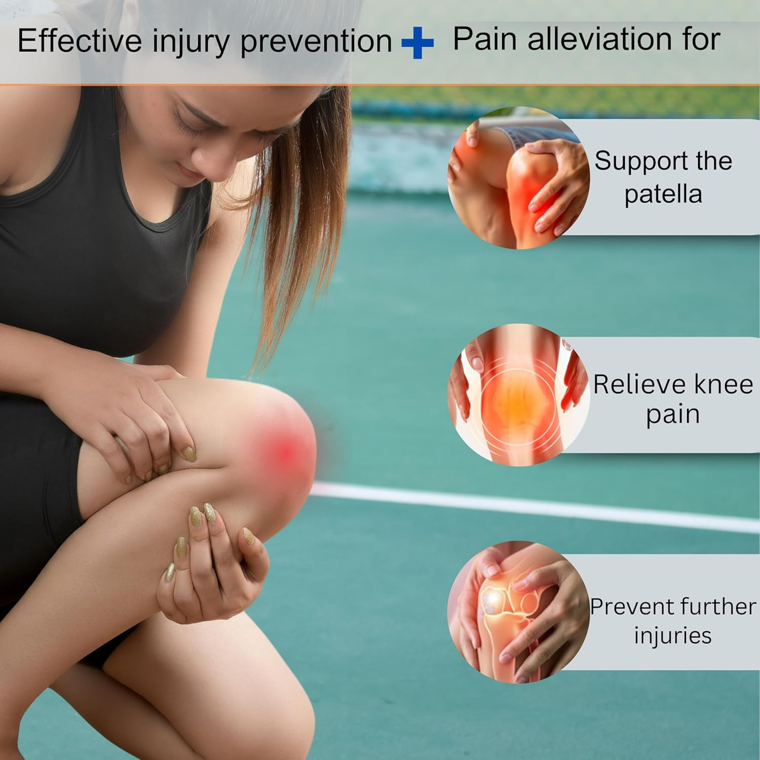 Patella Tendon Support Strap Dual Pack Of1 | Adjustable Knee Strap Patella Tendon Brace with Stabilizer Band for Hiking, Soccer, Basketball, Runners, Jumpers, and Tendonitis Relief for Unisex image number 2