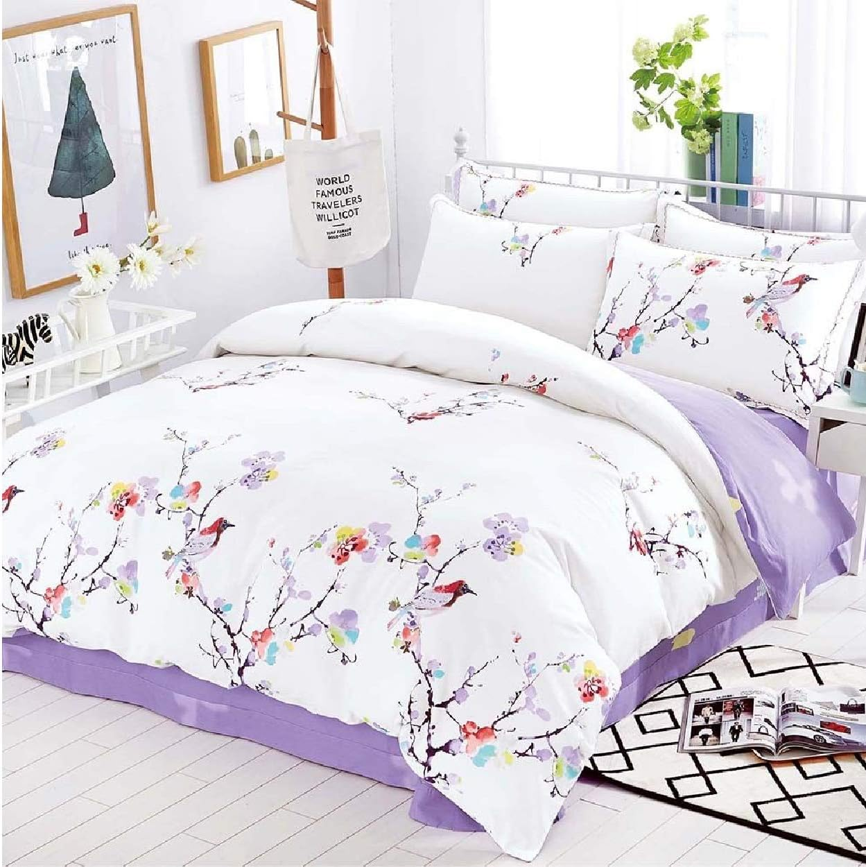 Spring Eva Design 100% Cotton Quilt Cover Set, Single
