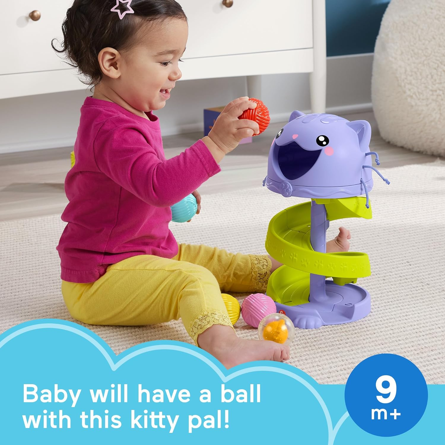 Fisher-Price Baby & Toddler Toy FP Pets Purrr-Fect Ball Tower Activity Center for Developmental Play Ages 9+ Months