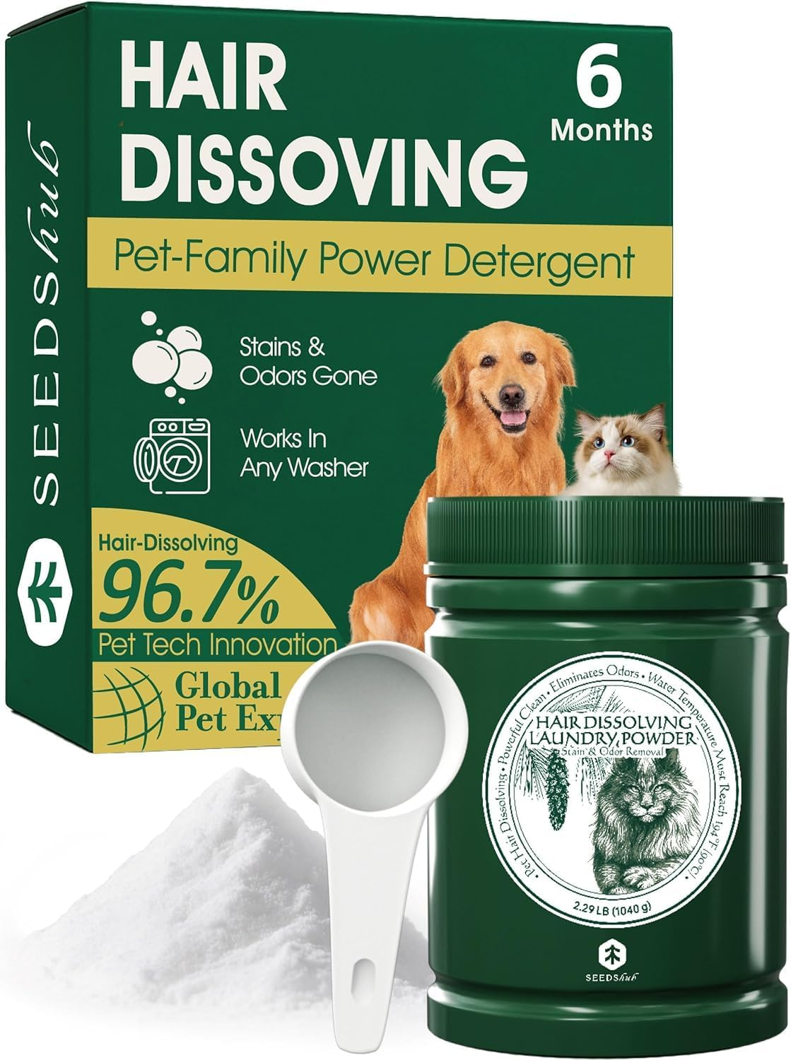 Pochita 6-In-1 Hair Dissolving Laundry Powder, Pet Hair Remover for Laundry, 90% Fur Removal, Dog Hairs Removal, Odor & Stain Remover, 2.29 Pounds image number 6