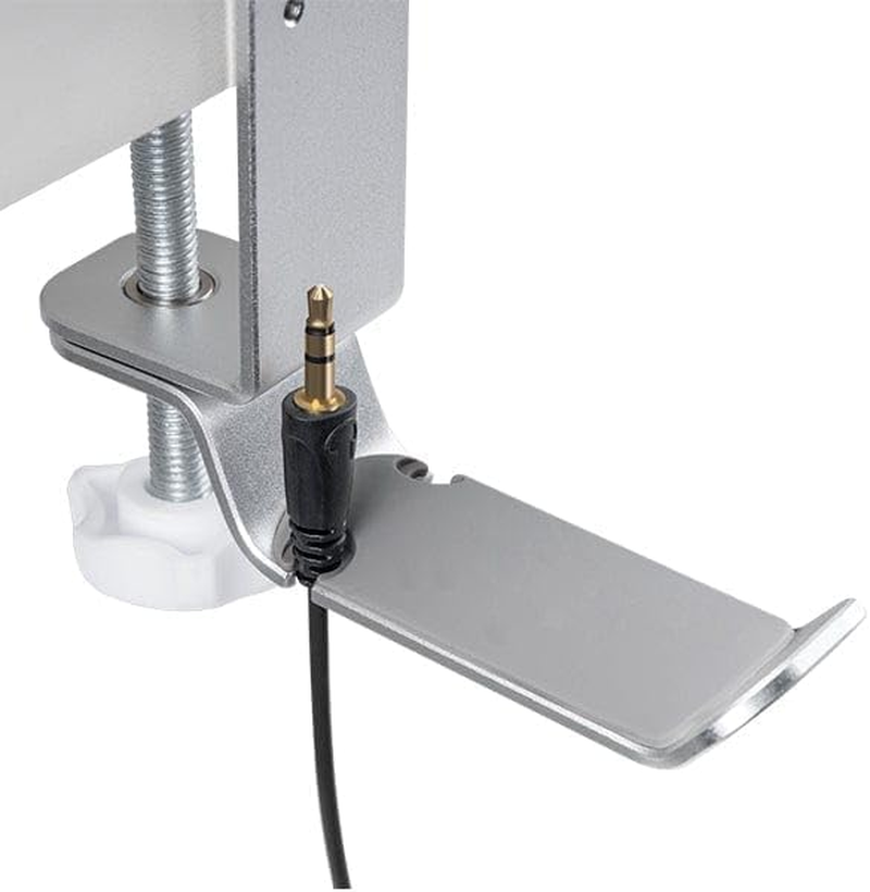 Desky Desk Drink & Headphone Holder &ndash; Clamp-On Dual Cup Holder with Headset Hanger, under Desk Mount, Space-Saving Steel Organizer for Gaming & Office Setup - Space Grey image number 1