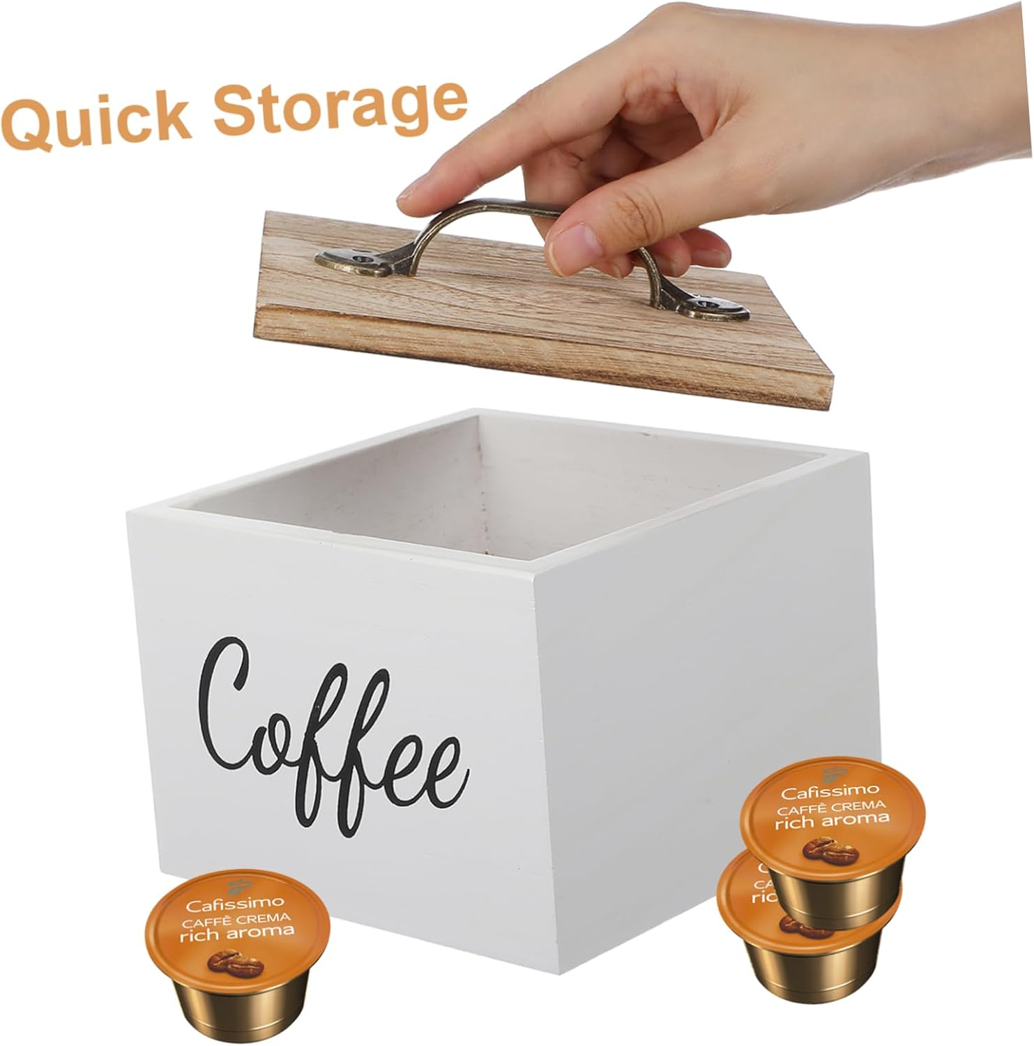 SECFOU Wooden Coffee Capsule Storage Box Holder Lid for Capsules for Kitchen Organization and Home Coffee Pod Storage image number 2