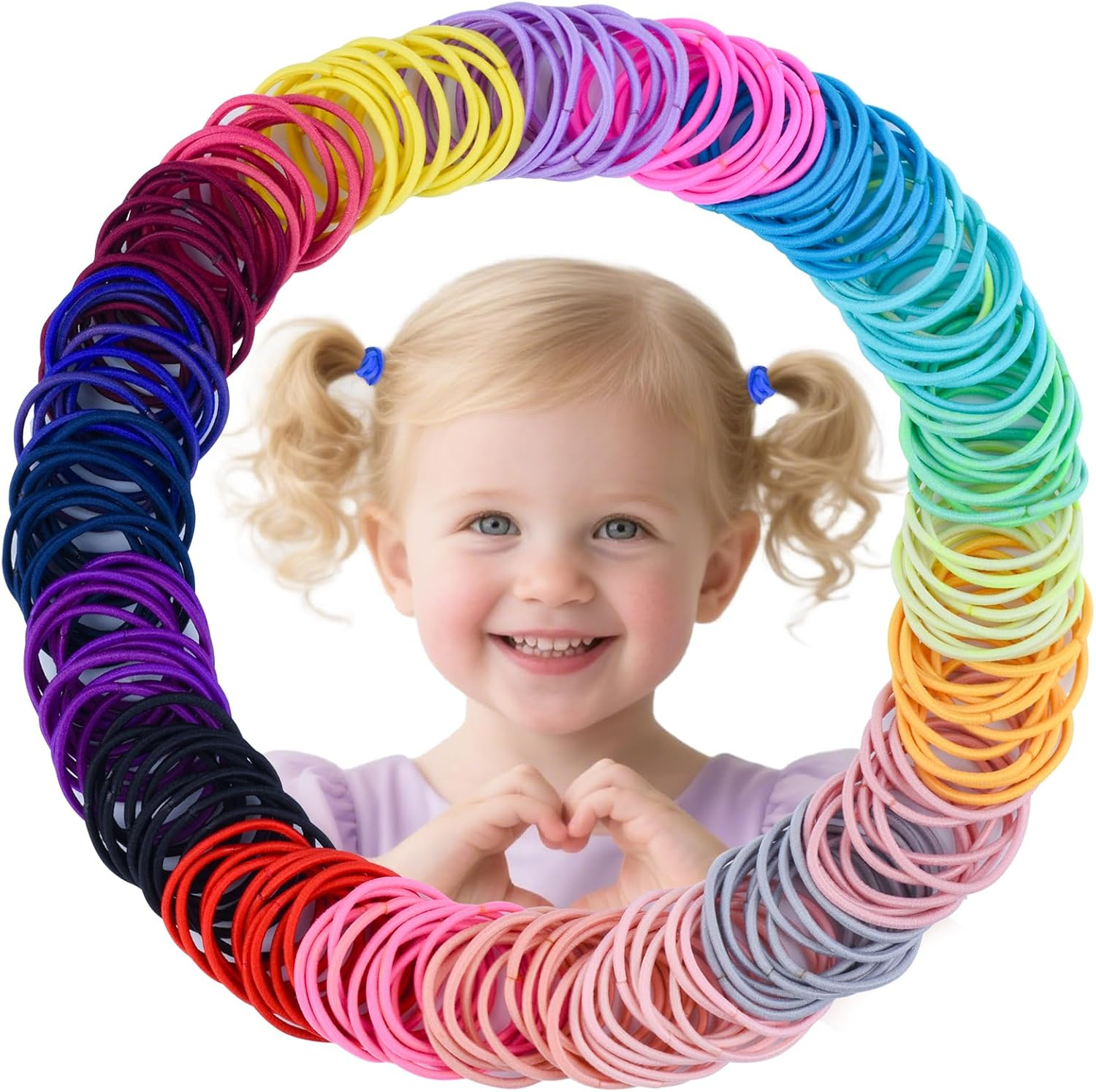 Baby Hair Ties for Girls - 200Pcs Small 1" Elastic Toddler Hair Ties Ponytail Holders Hair Tie for Baby Girls Infants Kids Hair Accessories (Color A)