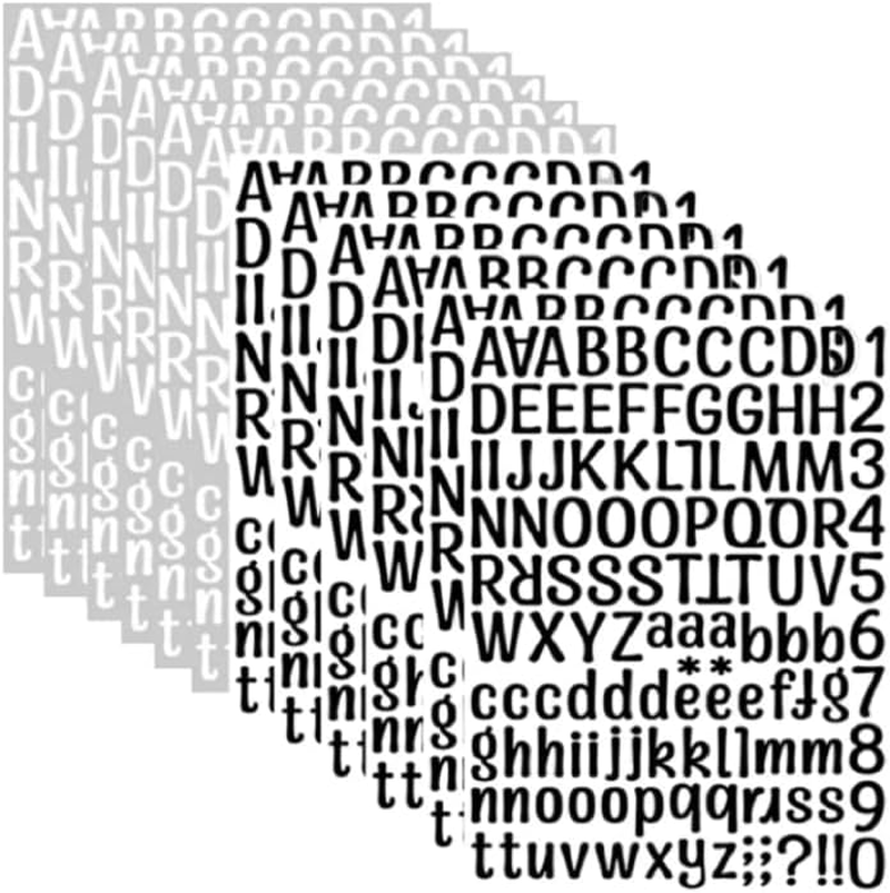 1512 Alphabet and Number Stickers - 12 Sheets Vinyl Self-Adhesive Labels for Mailbox, DIY Crafts, Art Making, Sign, Notebook, Classroom Decor, Door