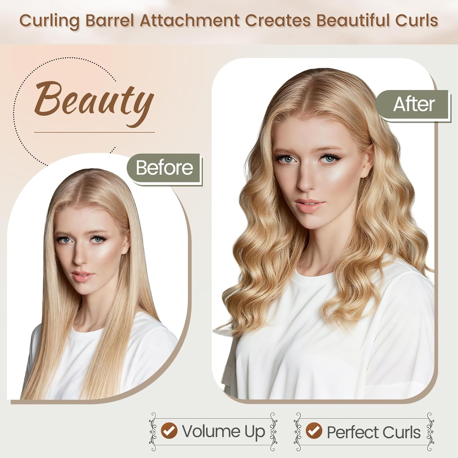 Chivixe 1.2In Long Hair Curling Barrel Attachment for Shark Flexstyle, Auto-Wrap Curling Iron Curlers to Create Natural Classic and Textured Waves Loose Curls Waves image number 6