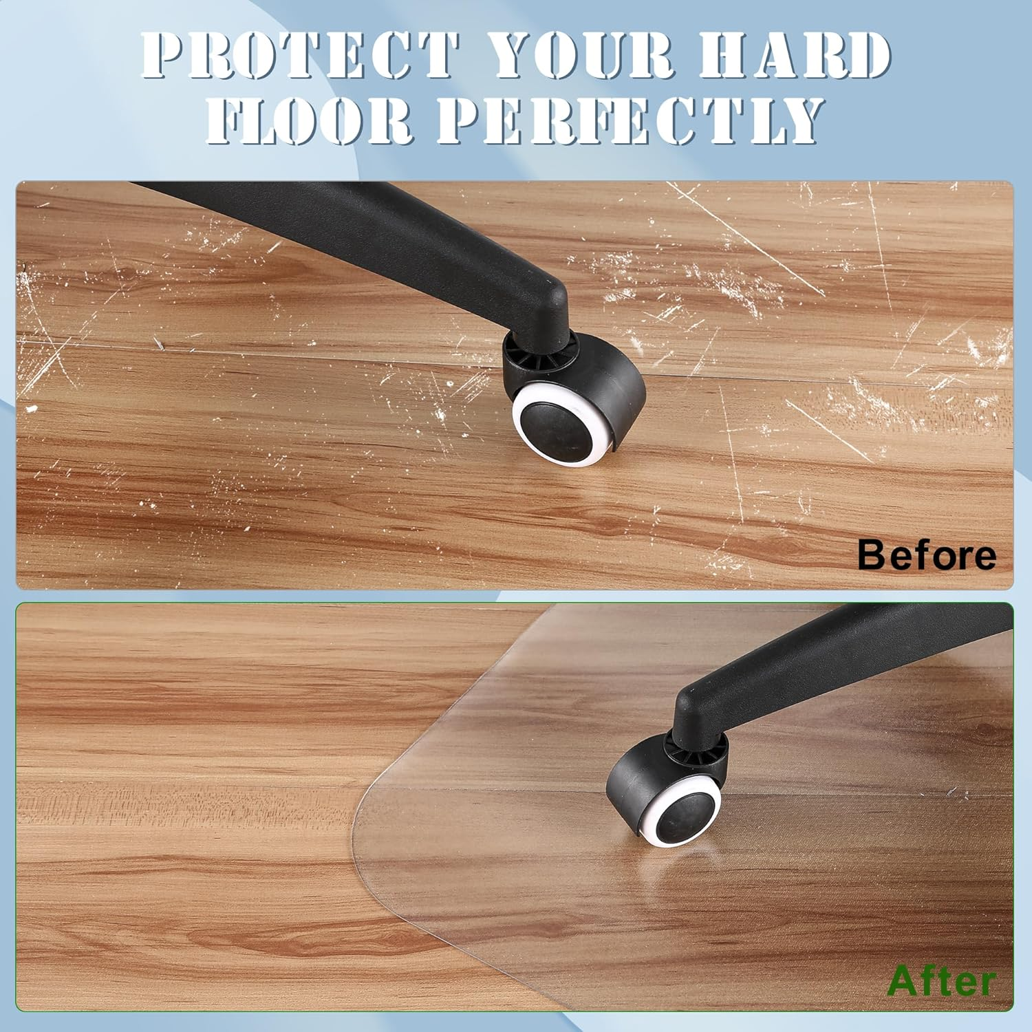 Office Chair Mat for Hard Wood Floors, Inches Clear Floor Mat for for Rolling Chairs, Heavy Duty Wood/Tile Floor Protectors for Home Office, Anti-Slip, Easy to Clean
