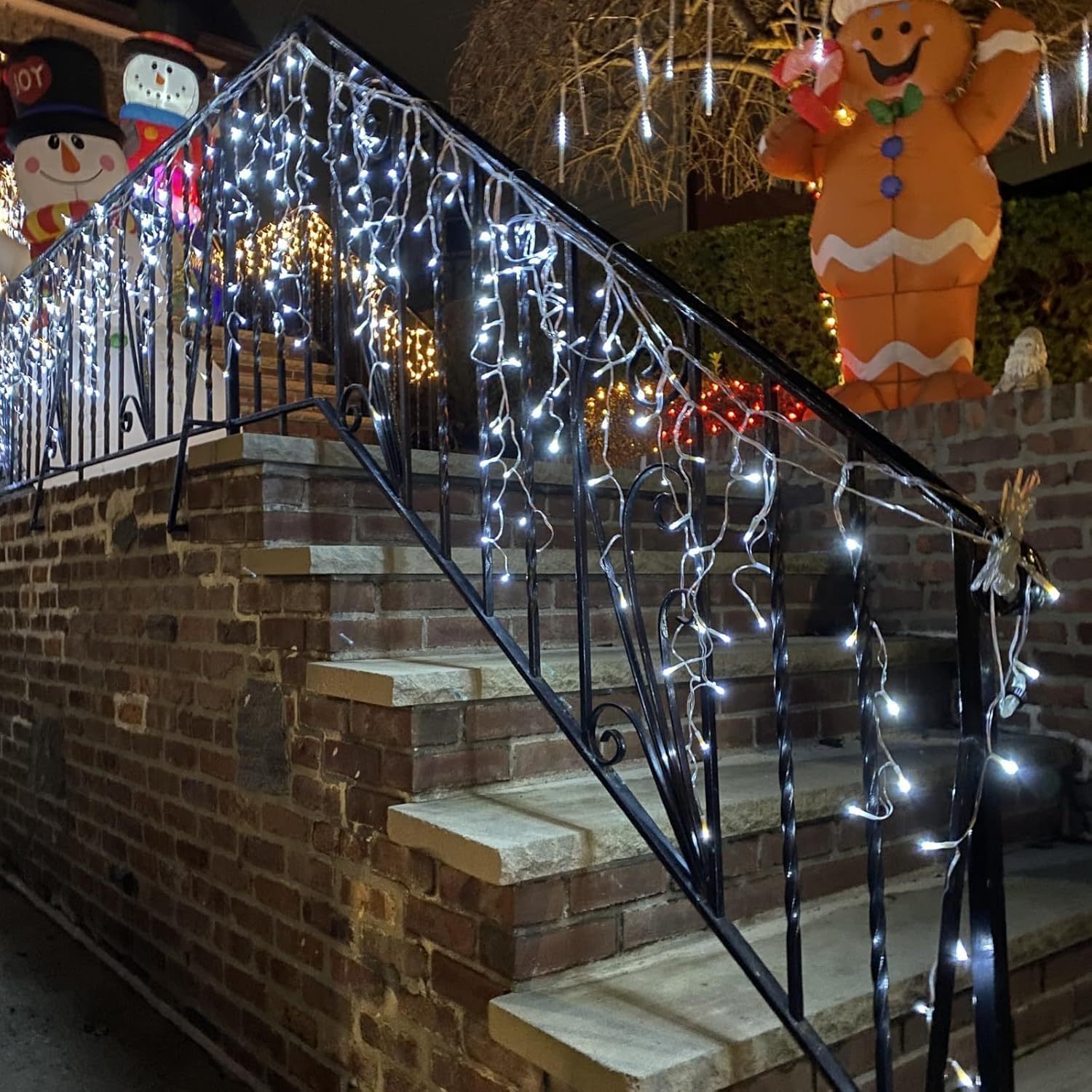 Christmas Lights Outdoor, Icicle Lights 32.8 Ft 400 LED Fairy Lights with Remote 8 Modes Icecycle String Lights Cascade for Wedding Indoor outside Party Holiday House Xmas Decorations(White) image number 2