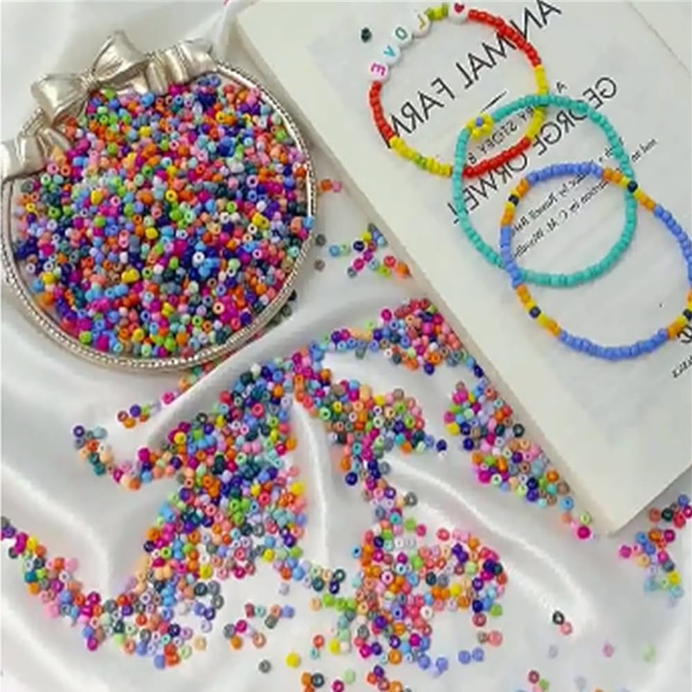 1900 Pcs Halloween Pony Beads, Mini Orange White Blue Red Green Purple and Black round Plastic Beads for DIY Bracelets, Necklace, Key Chain, Hair Braids, Making Crafts (6 X 9Mm). image number 2