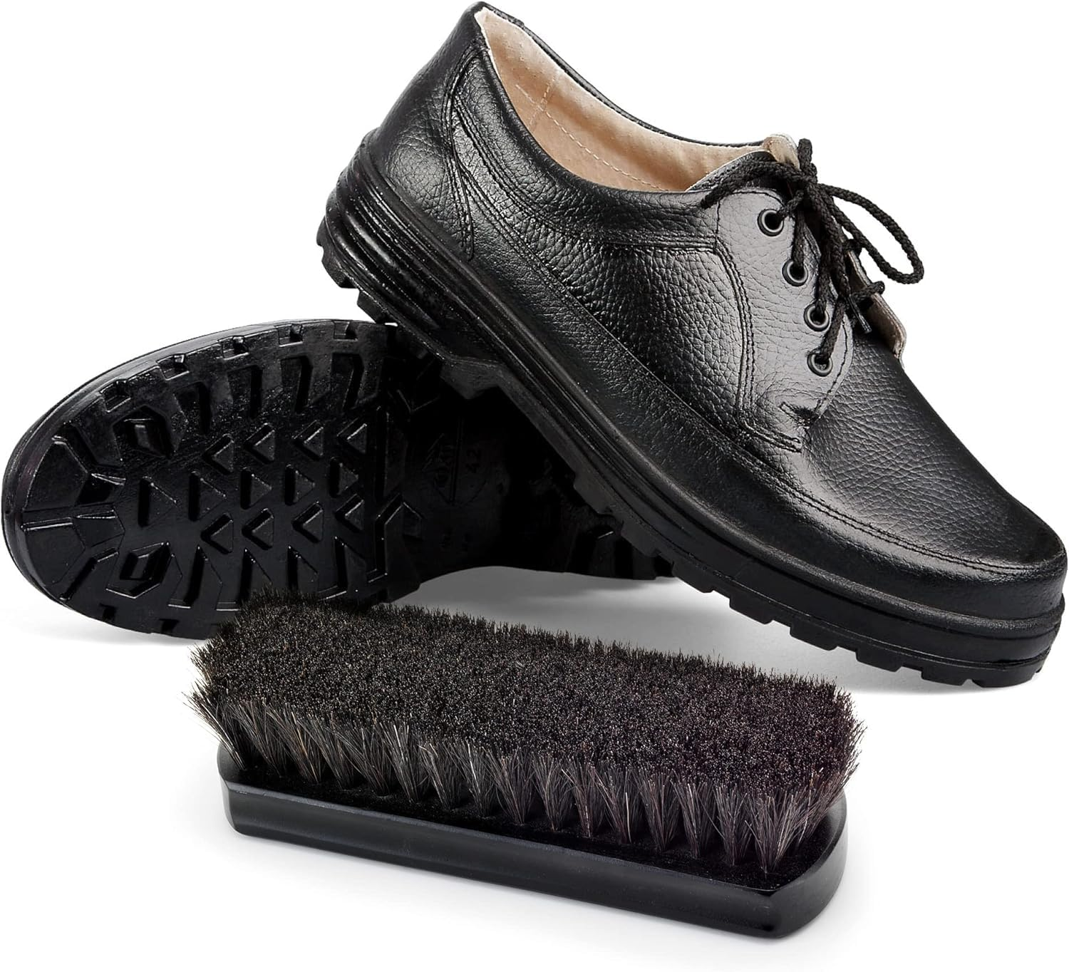 Premium Black Horse Hair Brush - Horse Hair Shoe Brushes for Polishing, Cleaning & Buffing Leather Shoes - Boot Brush with Soft Bristles, Comfy Grip - Shoe Polish Brush Made of Beech Wood image number 2