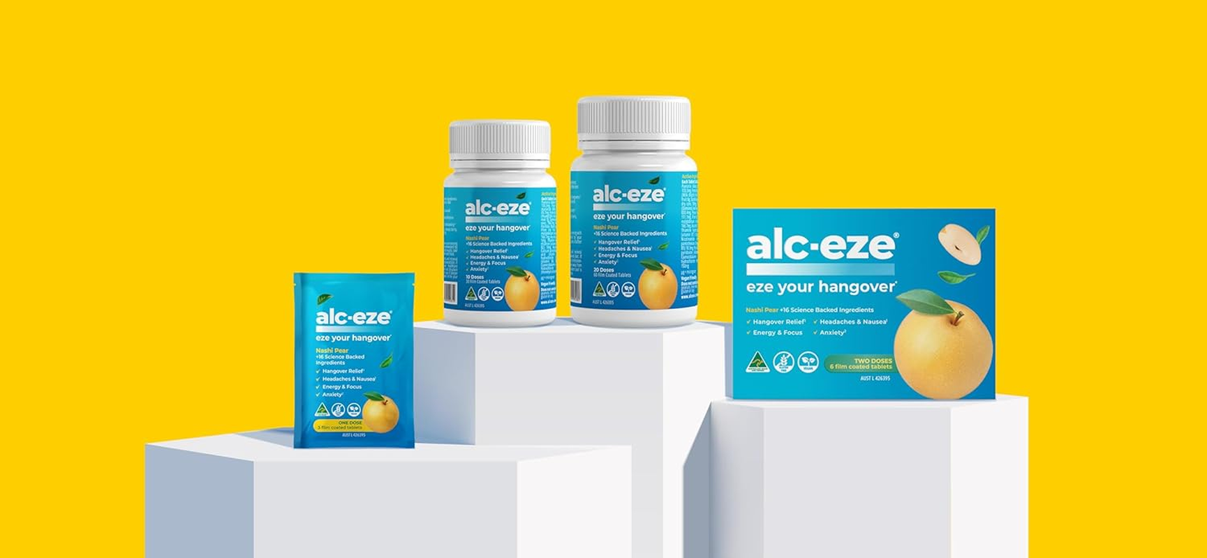 Alc-Eze Hangover Relief 60 Tablets 20 Doses - Australian Made All Natural Supplement