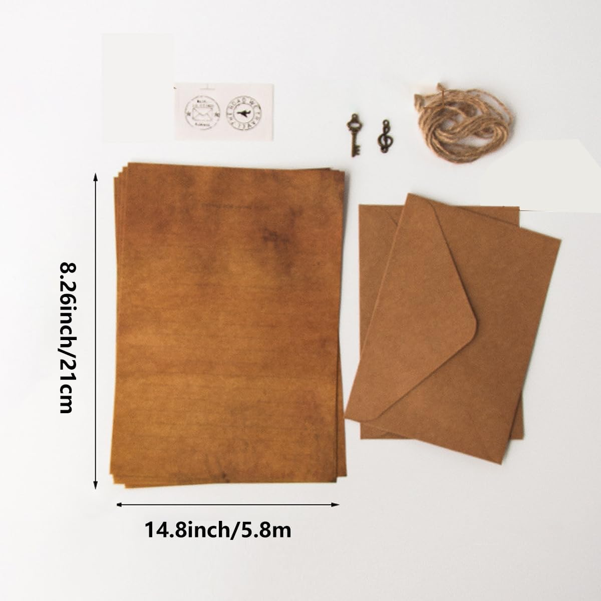 AIMALL 5 Set Cowhide Vintage Letterhead Set - A5 & B5 Confession & Love Letter Paper with Envelopes - Handwritten & Printer Friendly Retro Stationery for Students & Couples - Combination2 image number 5