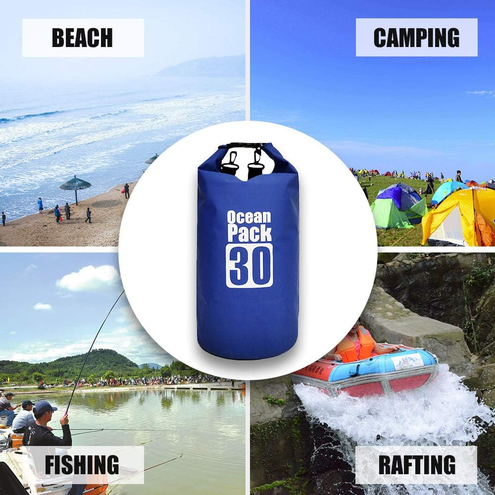 Dry Bag with Straps 500D PVC Storage for Rafting Camping Kayaking Swimming Traveling Surfing Tear- Roll-Top Closure System Adjustable Belts Shoulder -Body image number 2