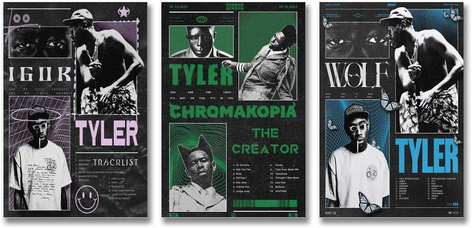 Rapper Travis Vintage Brutalism Poster Scott Poster a Set of 3 Canvas Posters Room Aesthetic Festival Gift Family Bedroom Decor Wall Art Home08X12Inch(20X30Cm)-3Pcs Style