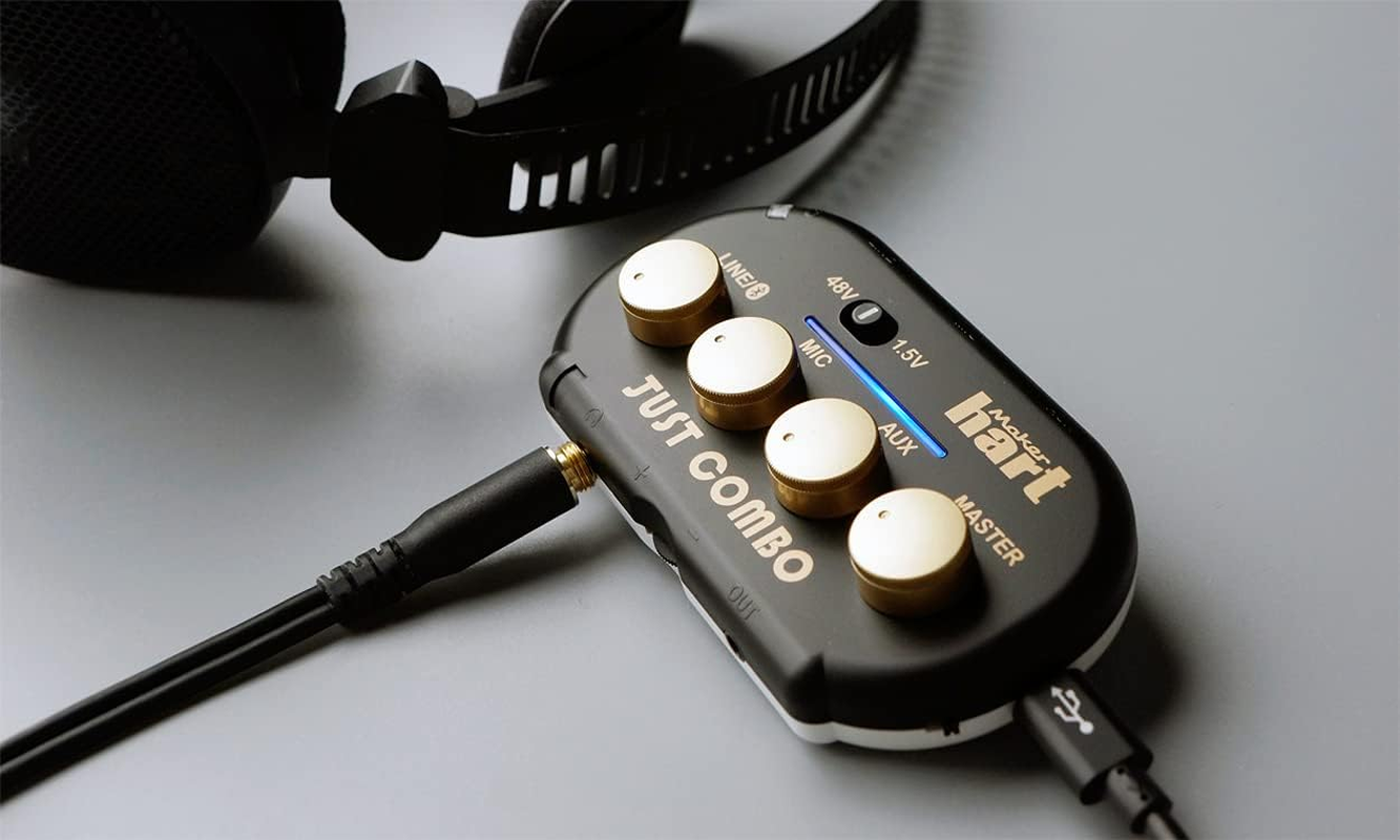 Maker Hart Just Combo - Podcast Mini 3 Channel Audio Mixer with Stereo/Bluetooth/Microphone with Microphone Input, 2 Outputs & USB Audio Output, Easy for Video Conferencing image number 4