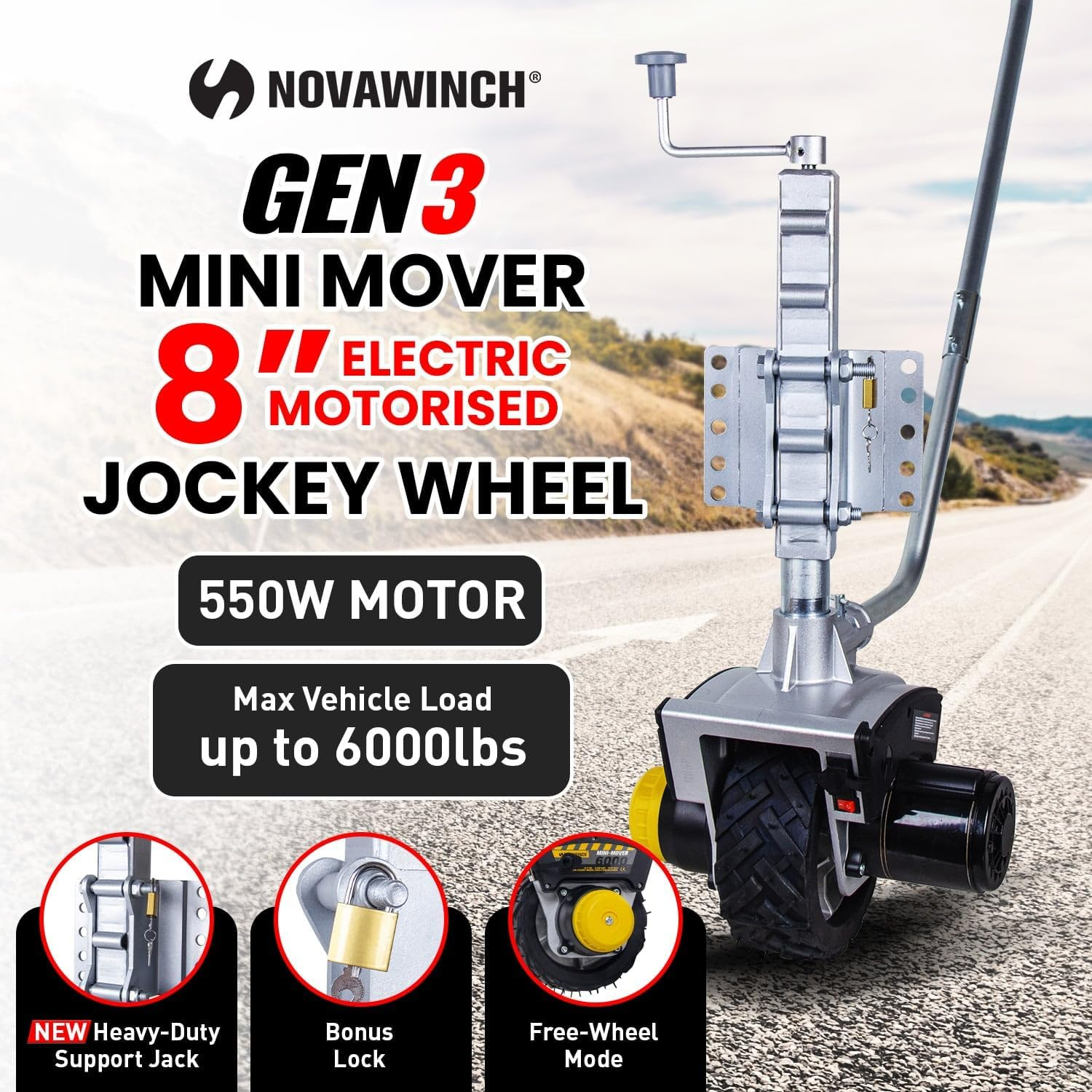 Gen3 Mini Mover Electric Motorised Jockey Wheel for Boat Trailer Caravan 12V 550W image number 5