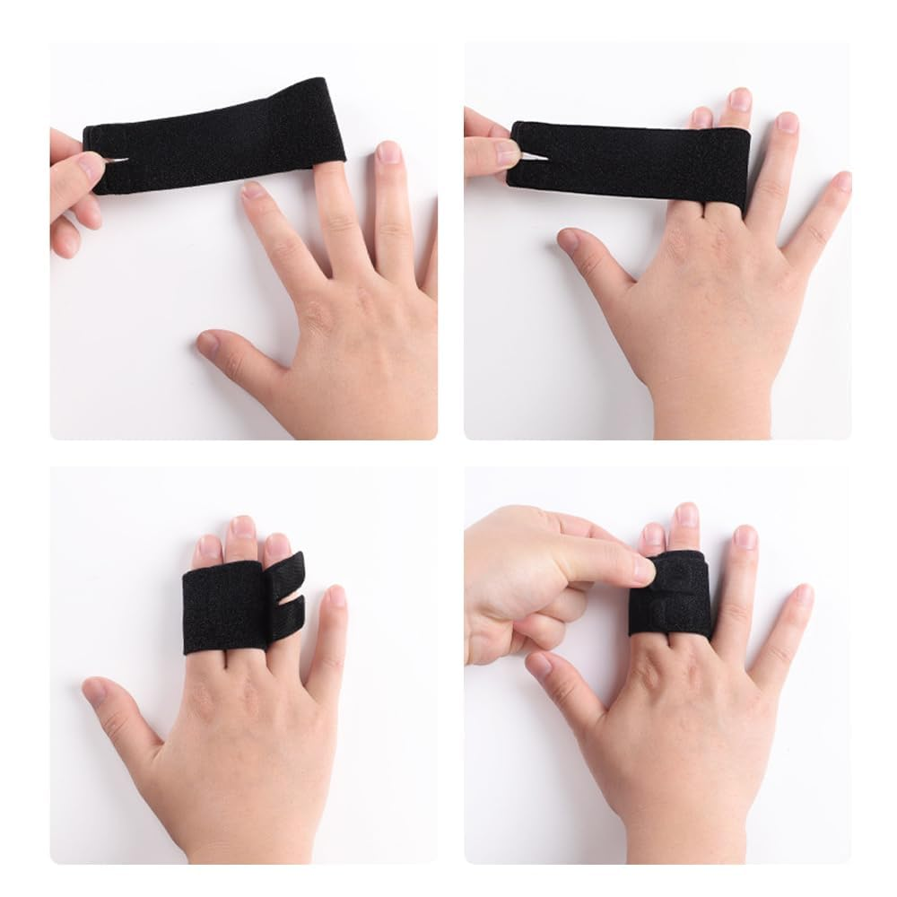 2 PCS Finger Sleeves for Support & Protection - Adjustable Finger Splints & Compression Wraps for Basketball, Tennis - Breathable & Lightweight Design for Two Finger Sports Injury Prevention (L) image number 1