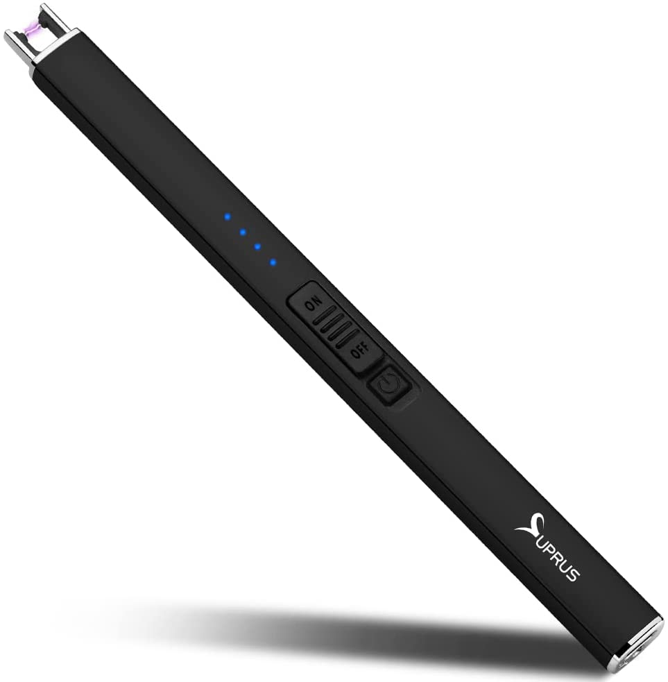 SUPRUS Electric Arc Windproof Lighter Flameless USB Rechargeable Lighter with Safety Lock for Candle BBQ Camping (Green)