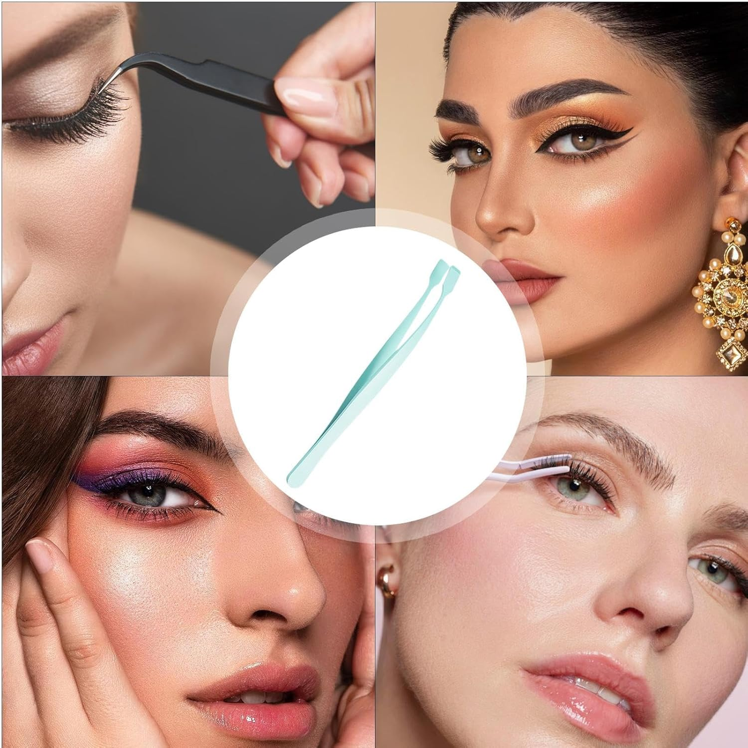 Eyelash Applicator Tool - Efficient Eyelash Cluster Tweezers,Precise Non Slip Professional Makeup Tool for Salon Girls Women Travel Separating Styling Defining