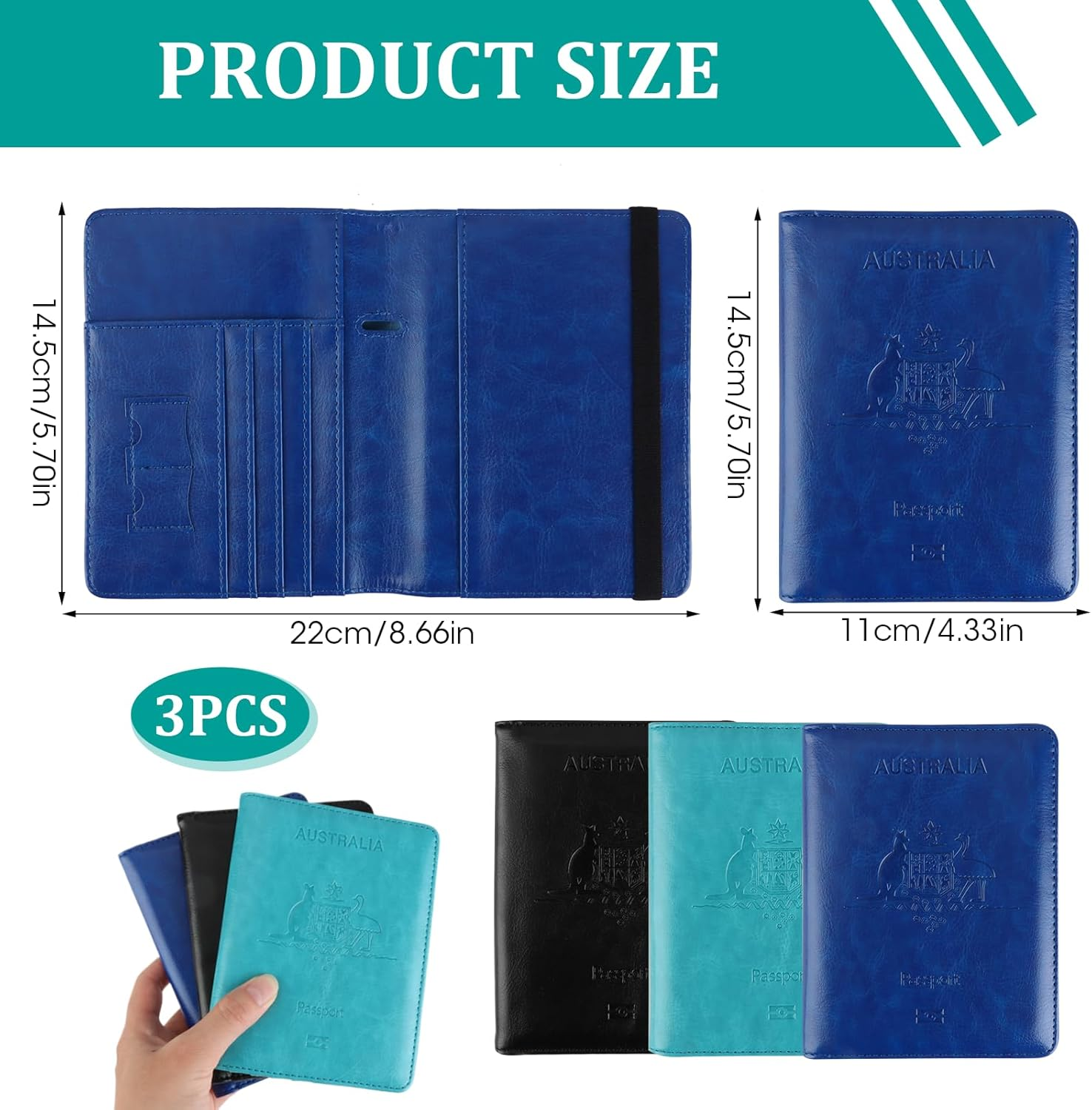 3 Pcs Passport Holder, RFID Passport Wallet Travel Cover Case, Leather with Card Slots & Boarding Pass Pocket Secure Document Organizer for Frequent Travellers Safe Journey Companion image number 6