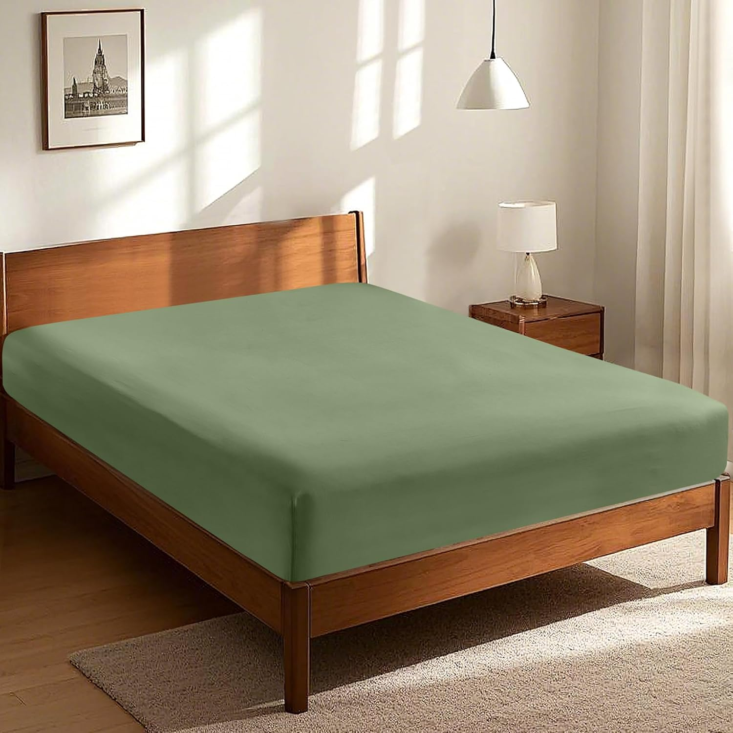 LINENOVA Double Fitted Sheet &ndash; 100% Vintage Washed Cotton - Naturally Soft & Breathable, 40Cm Deep Pocket &ndash; Warm Sand, 1 Piece