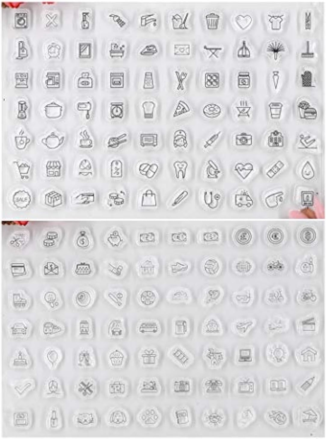 Kwan Crafts 2 Sheets Different Style Daily Life Pattern Clear Stamps for Card Making Decoration and DIY Scrapbooking image number 3