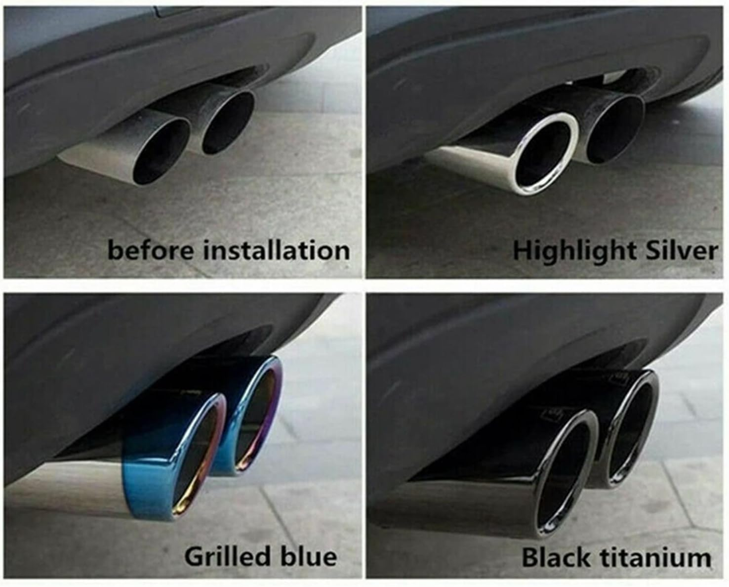 Muffler 1 Pair Titanium Black Car Exhaust Systems Nozzle Muffler Pipe Tip Compatible with BMW 2006 2007 2008 2009 2010 E90 E92 325 Car Accessories image number 2