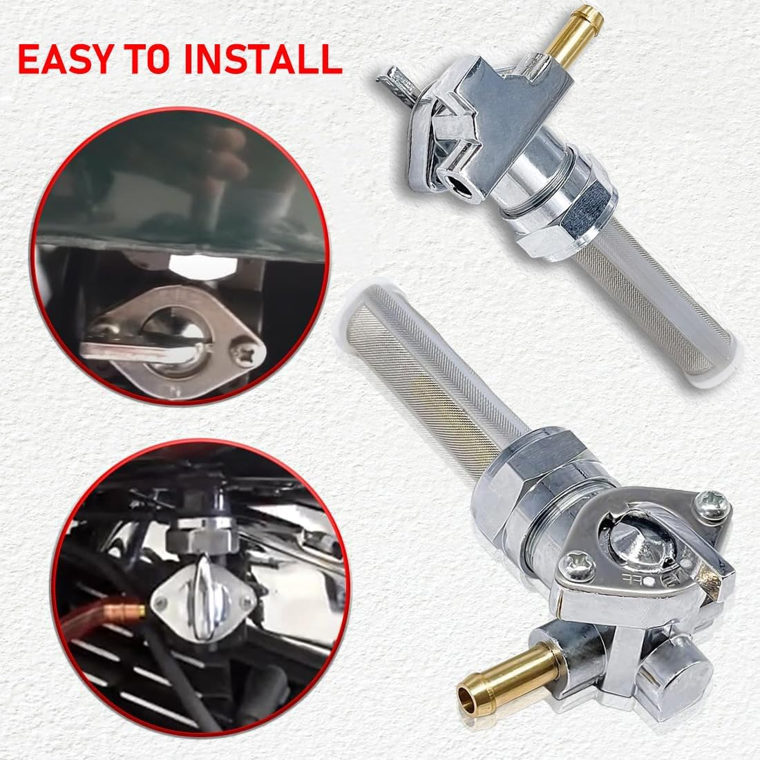 Petcock Fuel Valve 22Mm Right Outlet Spigot for Harley Davidson Sportster Big Twin Dyna Fatboy Electra Glide Heritage Softail Springer Sport Super Tour Glide Low Rider Gas Tank Valve Switch Chrome image number 1